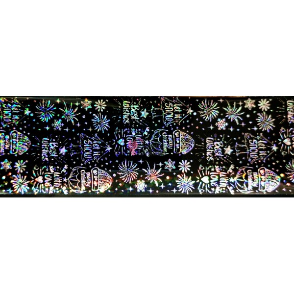 Folii de transfer cu modele de Craciun Negre Holografice F176